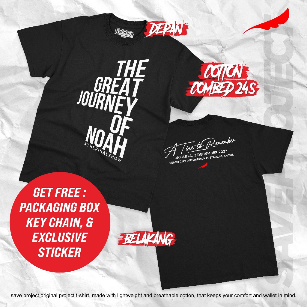 T-SHIRT THE GREAT JOURNEY OF NOAH THE FINAL SHOW JAKARTA/KAOS KONSER THE GREAT JOURNEY OF NOAH/THE G