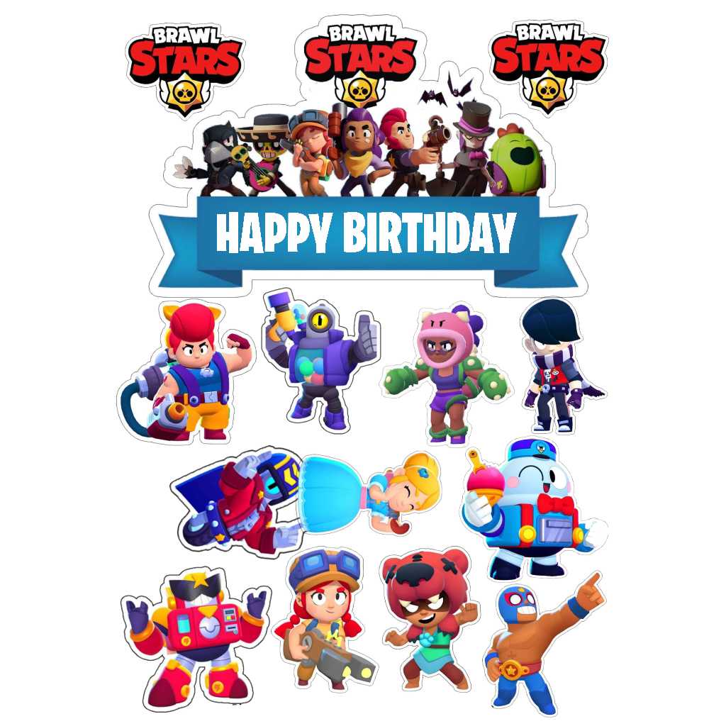 

TOPPER CAKE CUSTOM TOPPER ULANG TAHUN / HIASAN KUE BRAWLSTAR