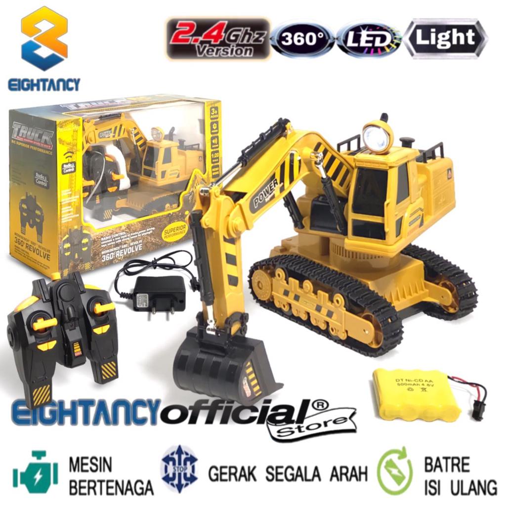 8T RC Truck 17445 Excavator 2.4 GHz LED Pr17445 Mainan Remote Control Beko Lampu
