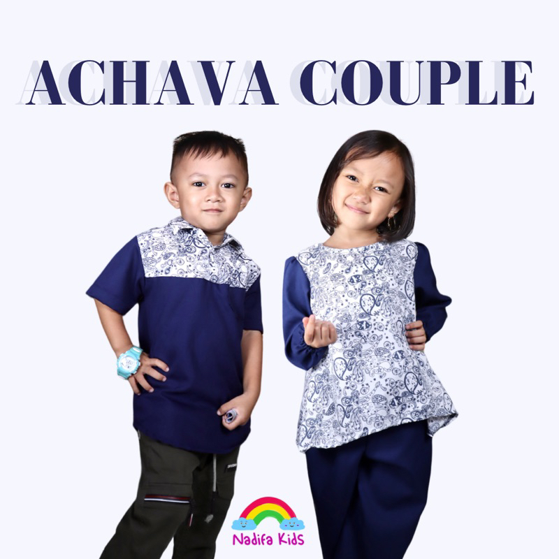 Achava Couple Anak Laki-laki Perempuan Baju Anak semi Batik Formal Baju Kondangan Kapel Anak