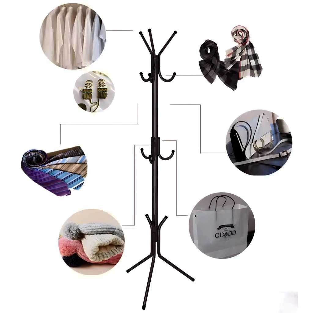 Gantungan Baju Standing Hanger Bag Hanger Gantungan Jaket Topi Portable Besi Serbaguna
