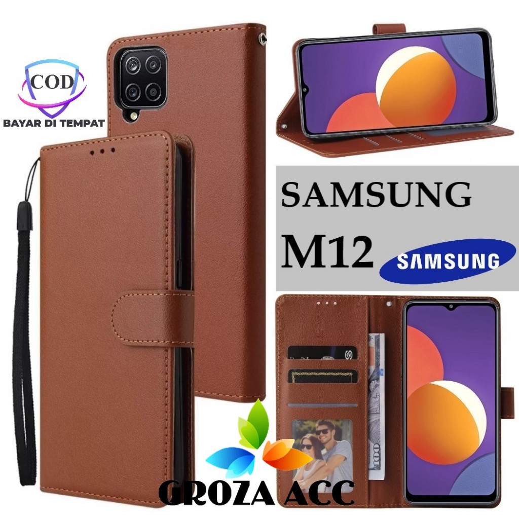 Flip Case SAMSUNG M12 Case Wallet Kulit Casing Dompet Case Wallet Leather Flip Case SAMSUNG M12 Casi