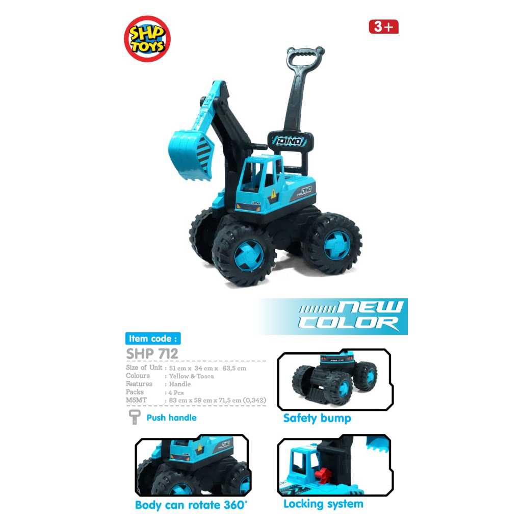 (BISA INSTANT 1 HARI SAMPAI) MAINAN MAENAN TUNGGANG ANAK TRUCK ESKAVATOR SBS 712 BIRU - SHP TOYS