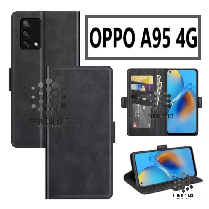 CASE HP OPPO A95 FLIP WALLET LEATHER DOMPET KULIT SOFTCASE PREMIUM FLIP COVER SARUNG BUKA TUTUP FLIP