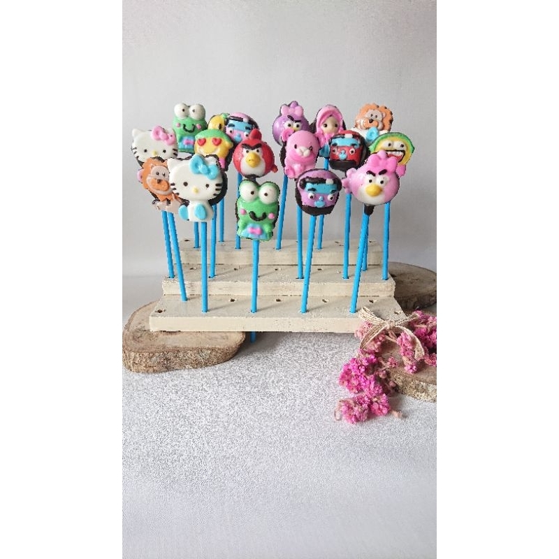 

coklat karakter lolly lucu, coklat lollypop stick random 20 pcs