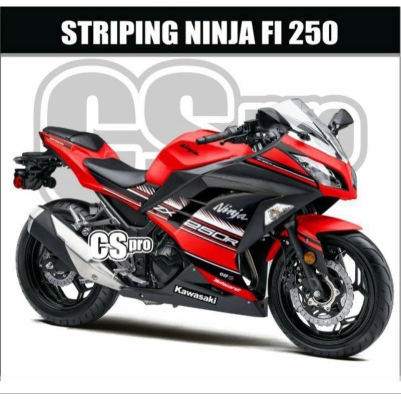 stripping lis decal variasi kawasaki ninja 250 FI motif zx250R stripping ninja fi 250 merah