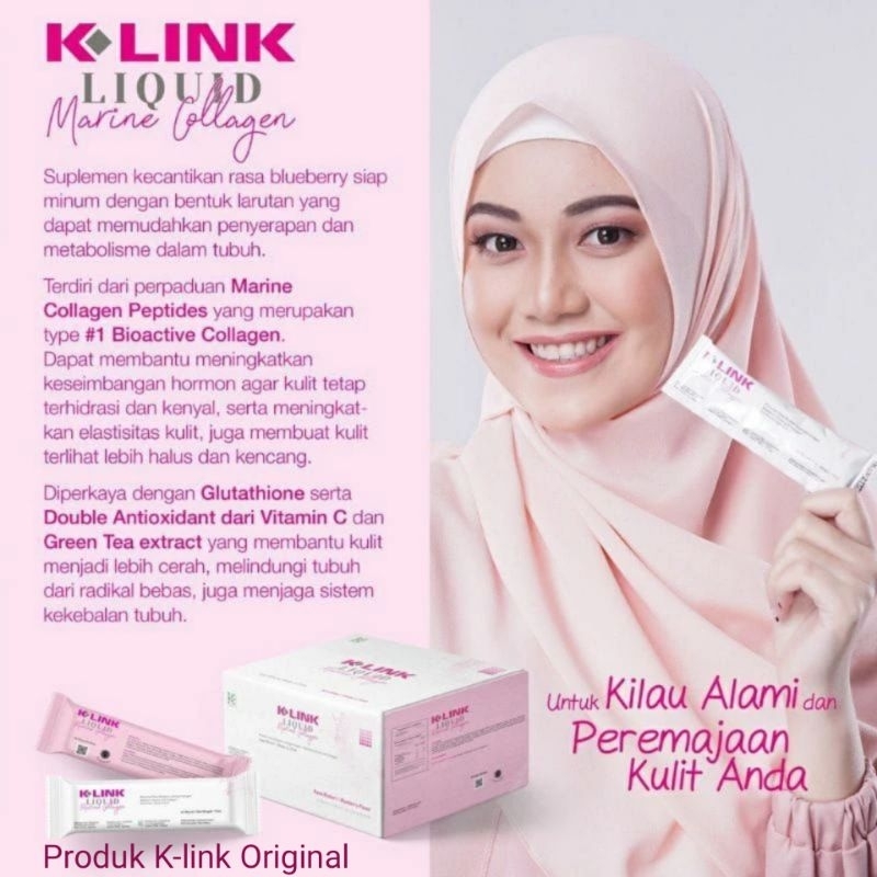 K-LINK LIQUID MARINE COLLAGEN//MINUMAN KESEHATAN BIKIN KULIT GLOWING//10SACHET@15ML