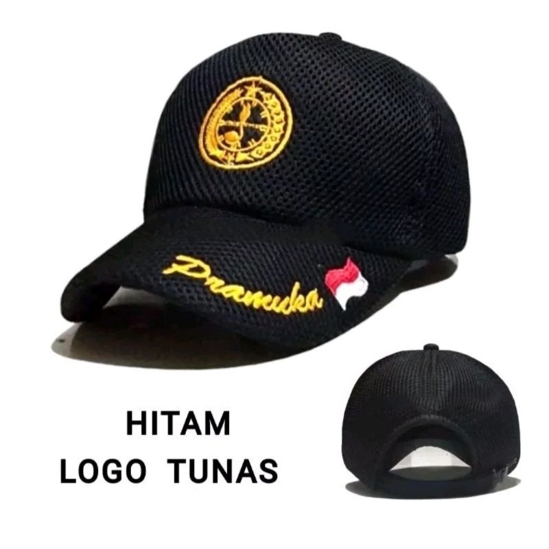 Topi Pramuka doublemash Bordir/Topi Jaring Hitam Pramuka
