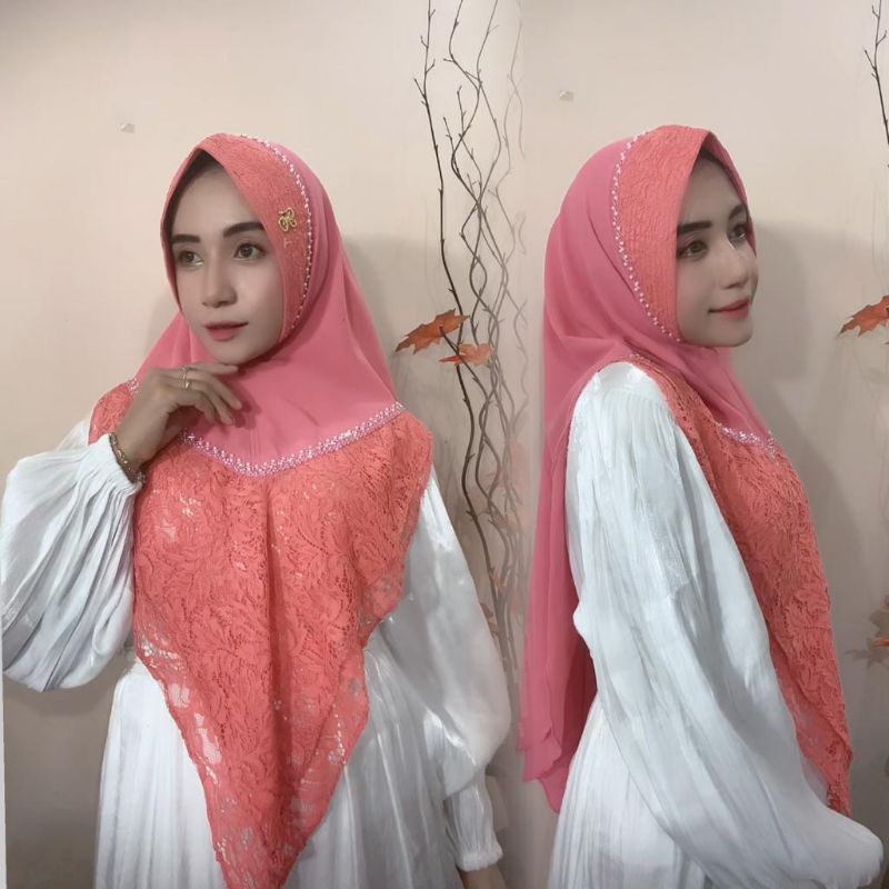 Hijab instan Khadijah brokat mewah by FO hijab wanita muslim