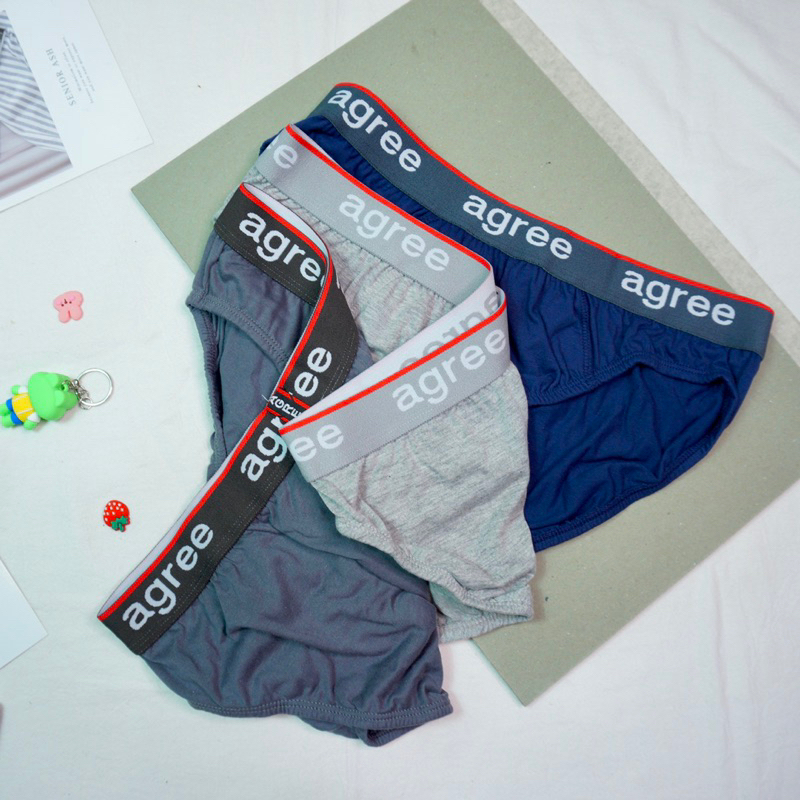 (3Pcs) Box Celana Dalam Pria Agree Sports 2322 Briefs Katun Karet Lebar Millenials