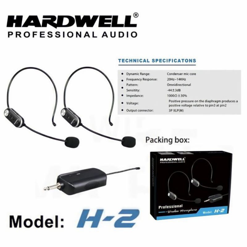 MIC WIRELESS HARDWELL H2 / H 2 2 MIC HEADSET/BANDO ORIGINAL