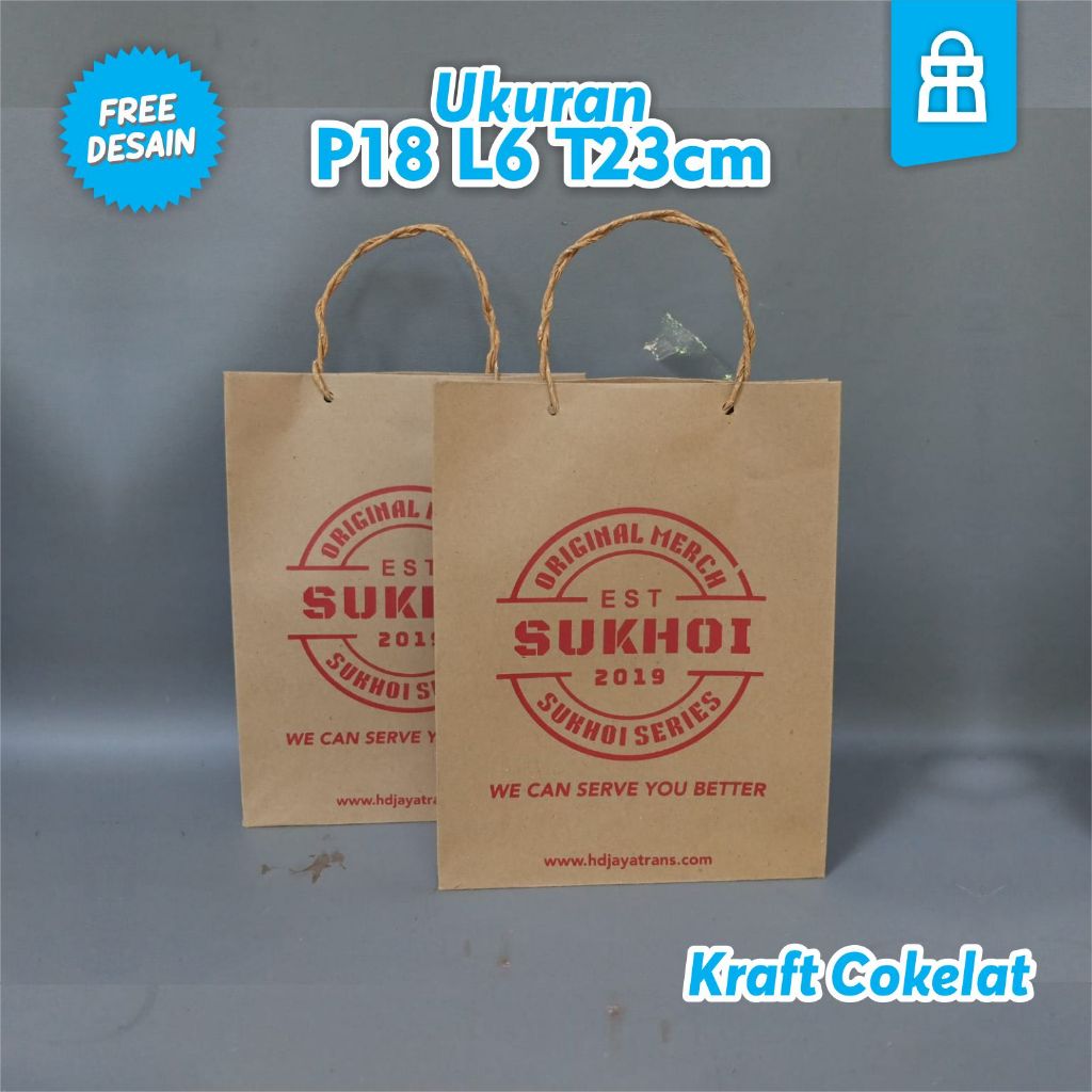 

Best Seller Custom Paperbag Tas Kertas Sablon Murah uk P18 L6 T23