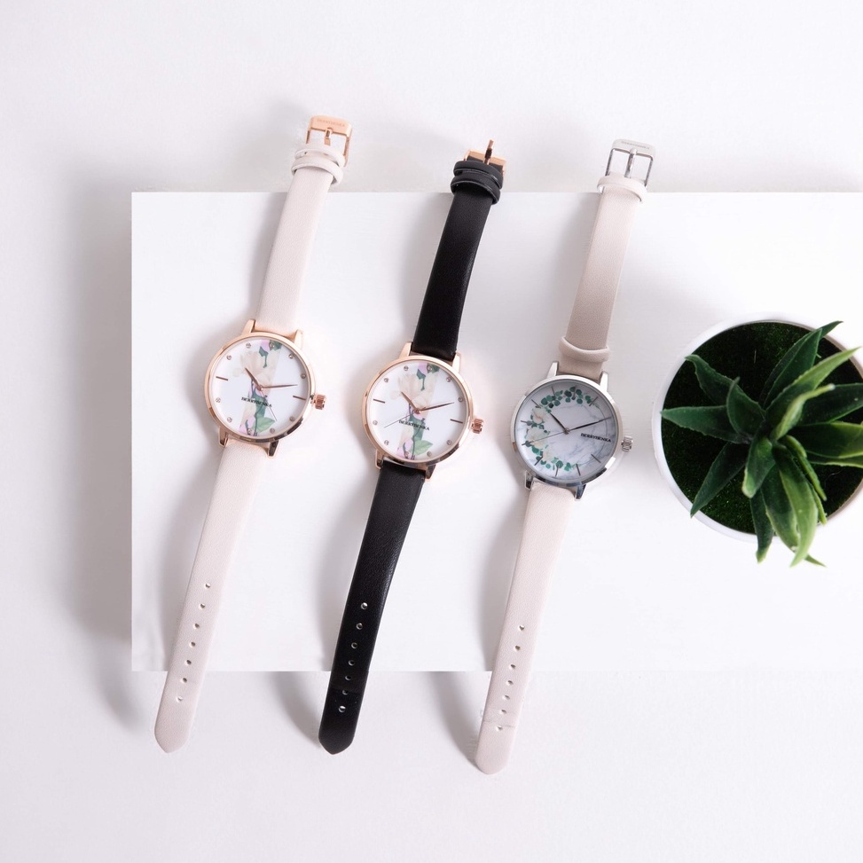 SALE Berrybenka - Jam Tangan Kulit Wanita Sofia Ciana Floral