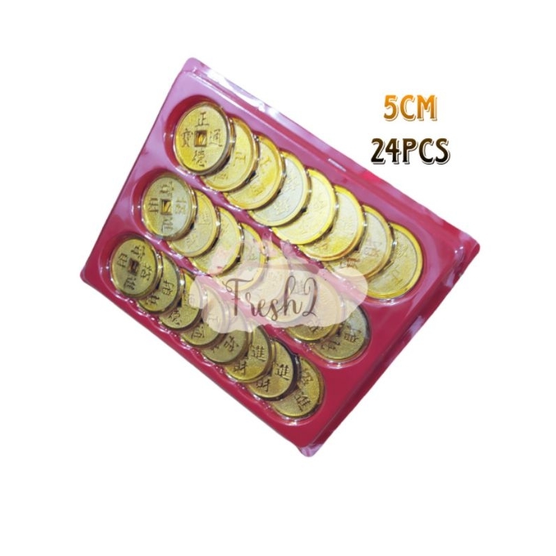 KOIN CINA KUNO BAHAN PELASTIK 1 PAPAN / KOIN CINA EMAS MAINAN