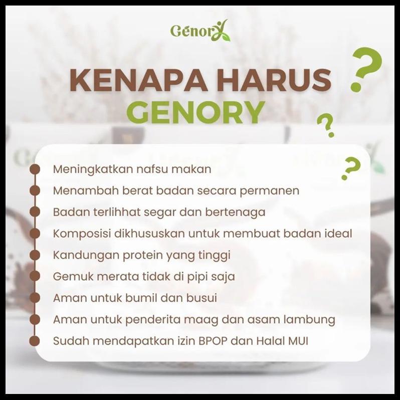 

Genory Susu Penggemuk Badan Rasa Coklat Minuman Bubuk Penambah Berat 1 Box 300gr