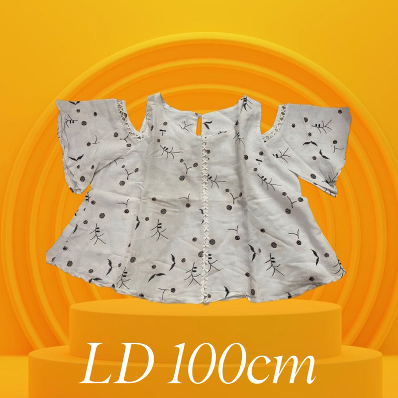 baju blouse  blus lengan terbuka adem pakaian hamil jumbo wanita dewasa fashion motif bunga-bunga fl