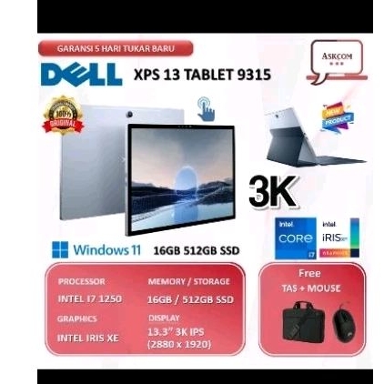 Laptop  dell xps 13 tablet 3k 2 in 1