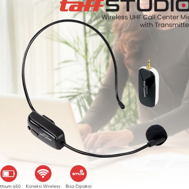 Laris TaffSTUDIO Mikrofon Wireless UHF 2.4G Call Center Mic with Transmitter - HX-W002 W002b W006 HX