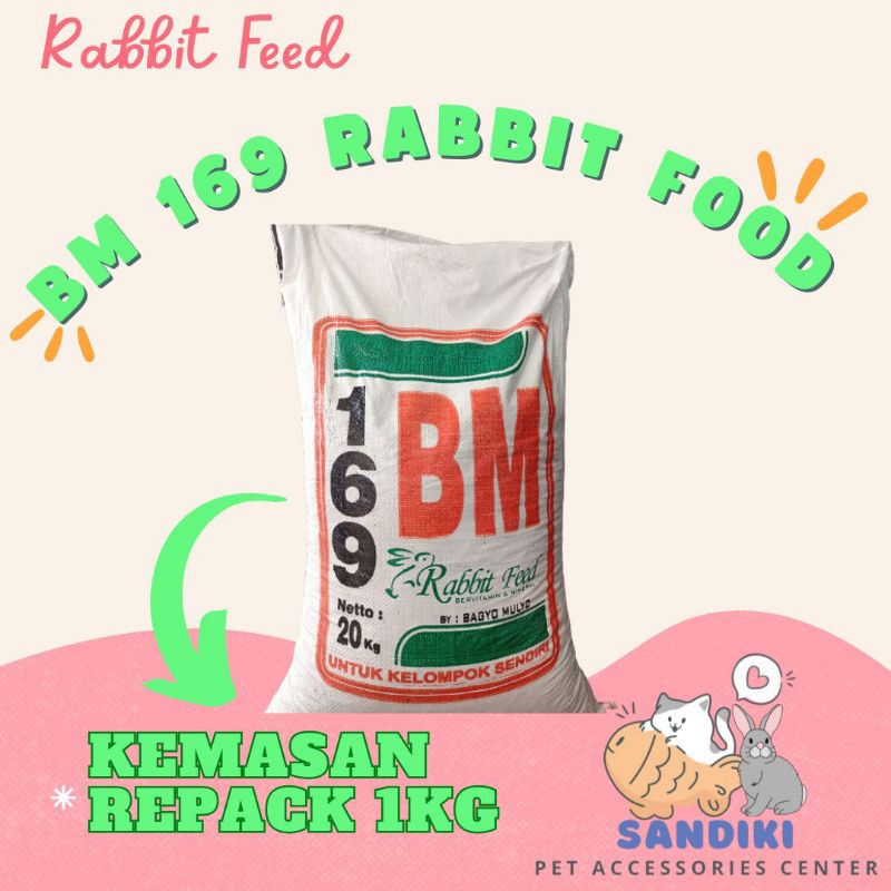 BM 169 makanan kelinci-Pelet kelinci merk BM169 repack 1kg