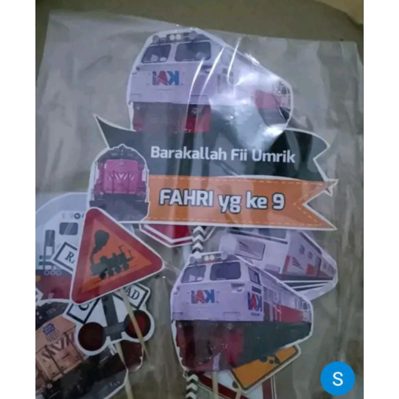 

Topper hiasan kue kereta api train custom nama