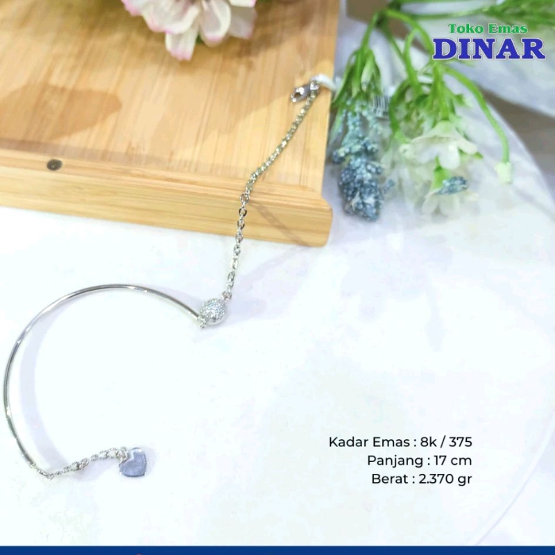 GELANG RANTAI PIPA BT AD MODEL PUTIH - EMAS MUDA - KADAR 8K/375