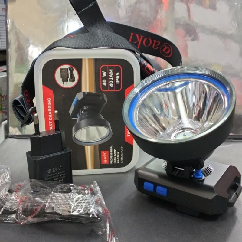 senter kepala Aoki 3701(A) senter kepala Aoki 40watt tahan 40 jam IP65