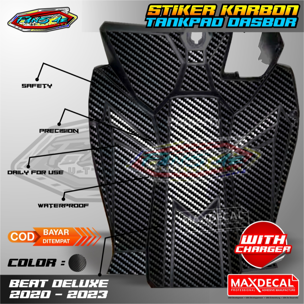 

tankpad striping beat 2020-2023 pelindung dasbor depan tankpad deckpad karbon kevlar