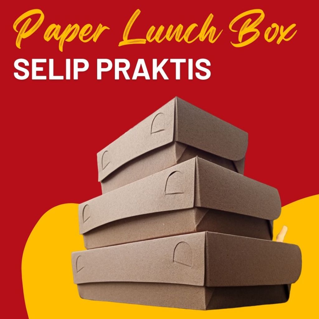 Paper lunch box m sekat 5 lunch box paper dus kardus kemasan bungkus makanan(model selip praktis)