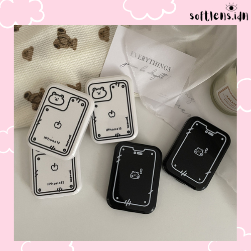 CASE CASING WADAH TEMPAT SOFTLEN IPHONE 15 BLACK HITAM 2IN1 LENGKAP TONGKAT PINSET BOTOL TRAVEL KIT