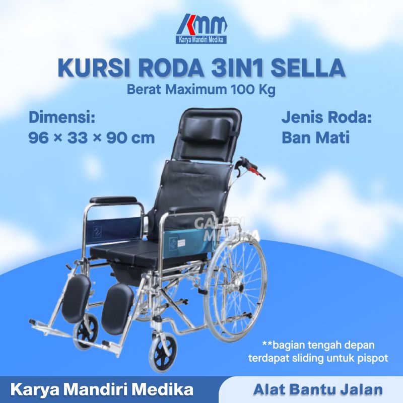 Kursi Roda Multifungsi 3IN1 || Kursi Roda Pasien Selonjoran
