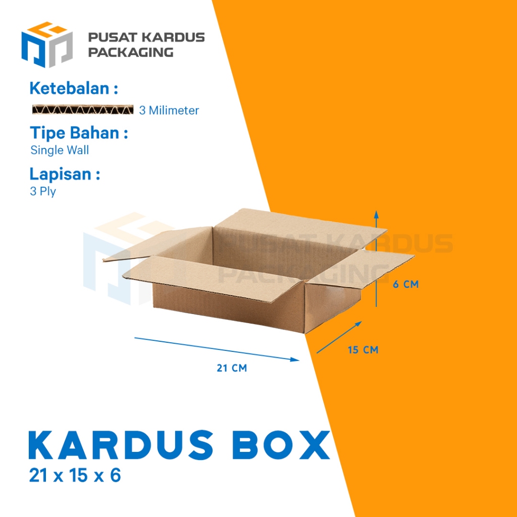 

Kardus Polos Pindahan, Single Wall 21x15x6