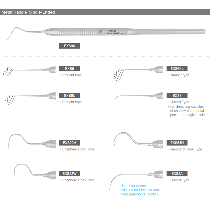 Osung Dental Sonde / Explorer Metal Handle Single Ended Original