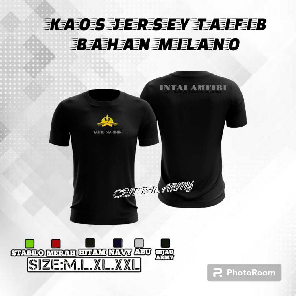 Baju Kaos Taifib Marinir TNI AL Bahan Drifit Hitam premium