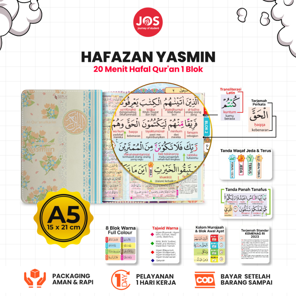Al Quran Wanita Hafazan Yasmiin Terjemah dan Transliterasi Latin Per Kata Alquran 30 Juz Cover Kain
