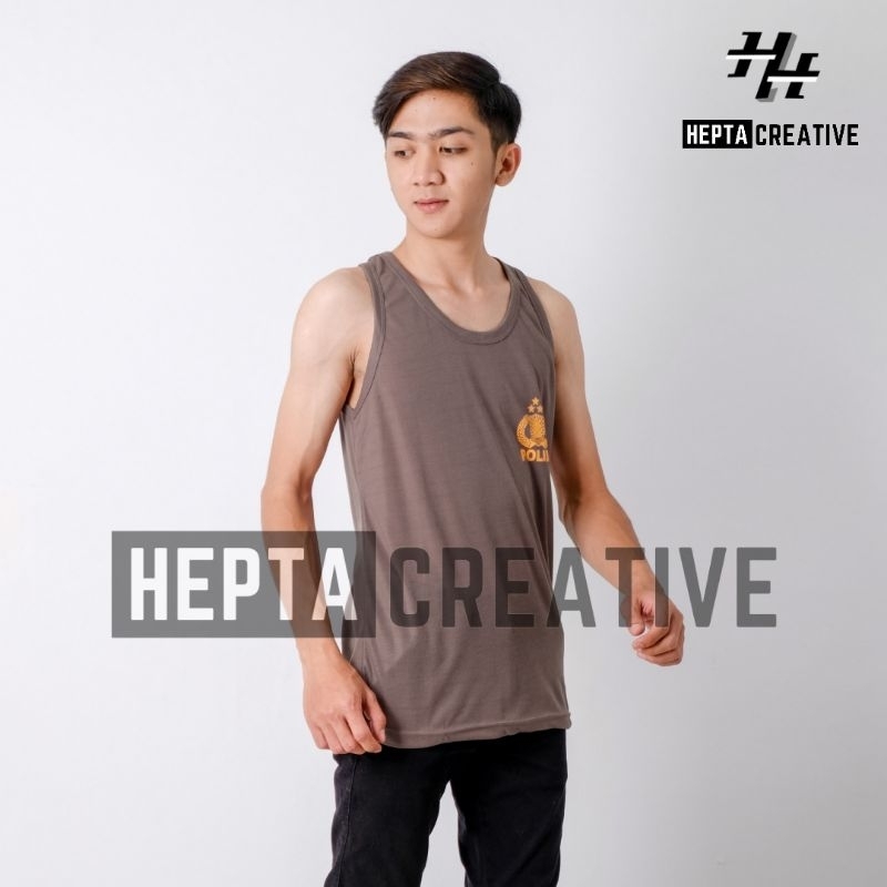 [HEPTA CREATIVE] SINGLET POLISI WARNA COKLAT KAOS DALAM POLRI TANPA LENGAN