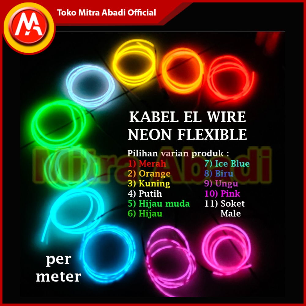 Kabel EL Wire Flexible Neon Per Meter