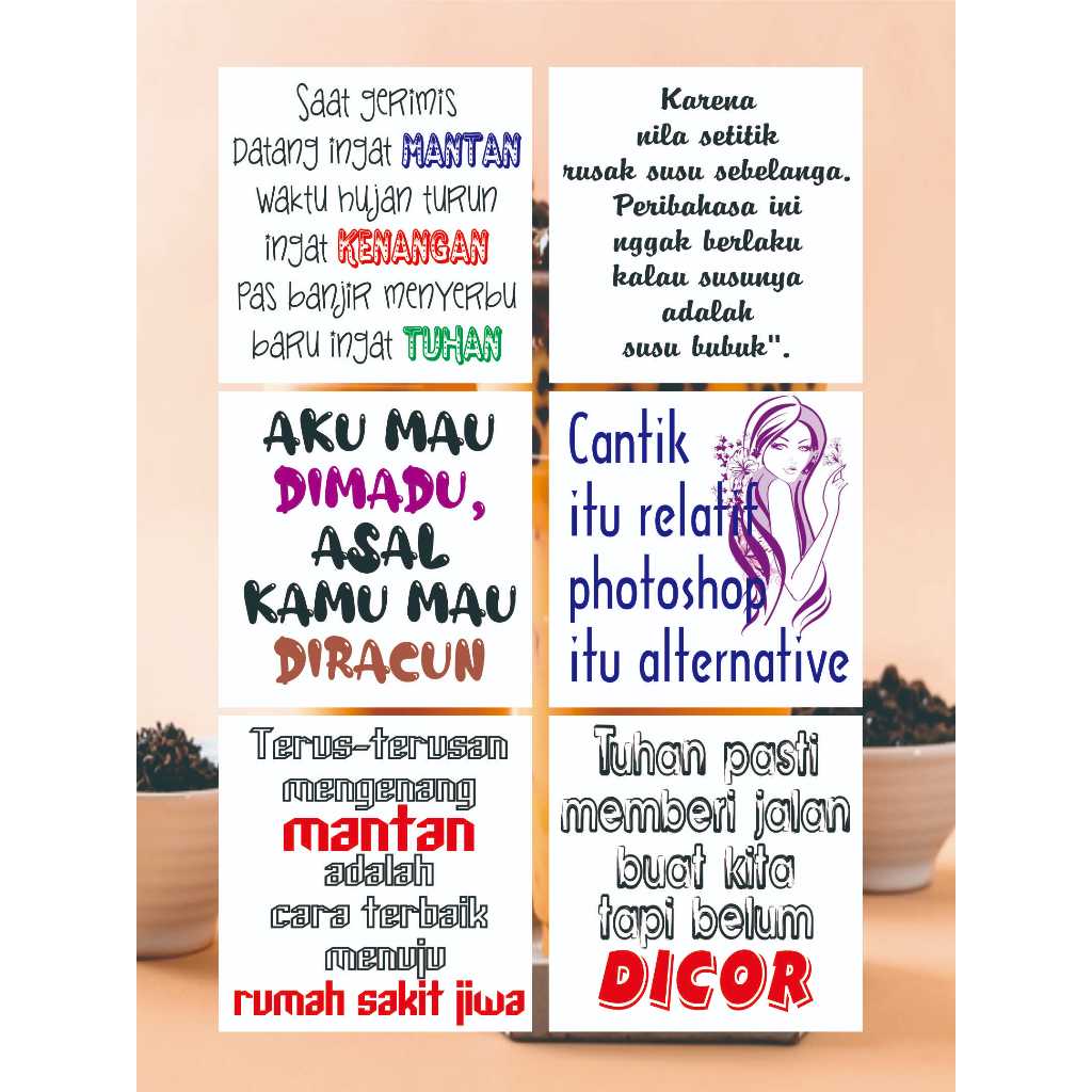 100 Pcs Stiker Kata-Kata Gelas Minuman