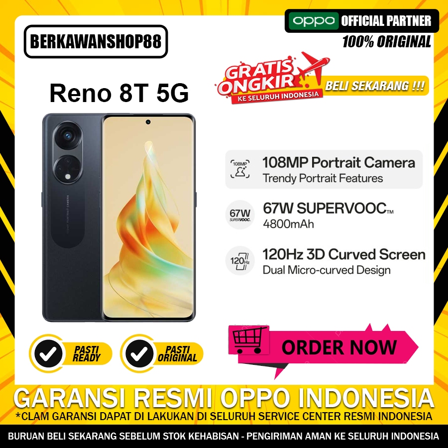 OPPO Reno8 T 5G Smartphone 8GB/128GB (Garansi Resmi)