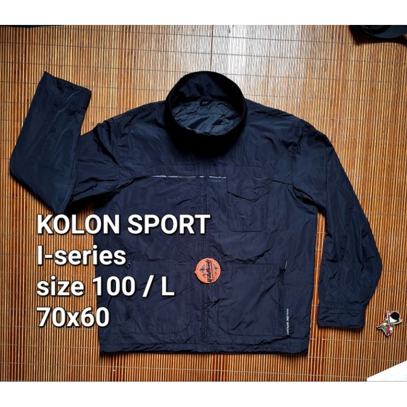 Jaket Outdoor KOLON SPORT i-series Olahraga Sport Waterproof Mp3 Pocket Parasut Hitam