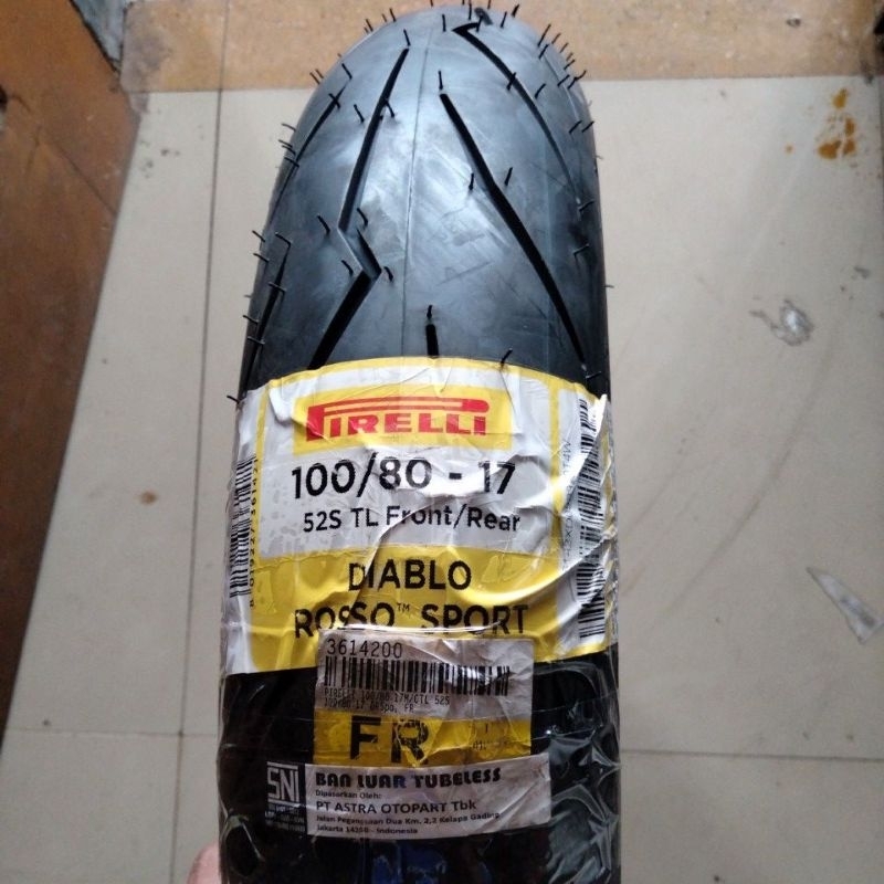 PIRELLI DIABLO ROSSO SPORT 100/80-17 BAN LUAR PIRELLI. TUBELESS RING 17 TL 100 80 BAN MOTOR RACING T