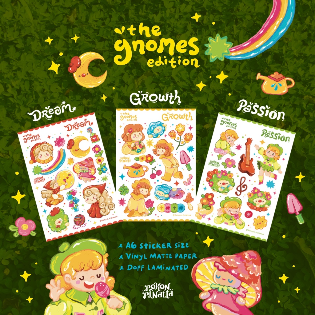 

[Pohon Pinatta] The Gnomes Edition - A6 Sticker Sheet