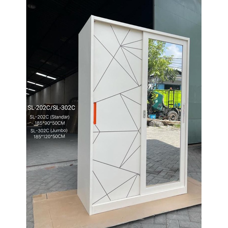 LEMARI BAJU SLIDING BESI - LEMARI BESI - LEMARI BAJU SLIDING - ALMARI BAJU SLIDING - LEBAR 120 cm (B