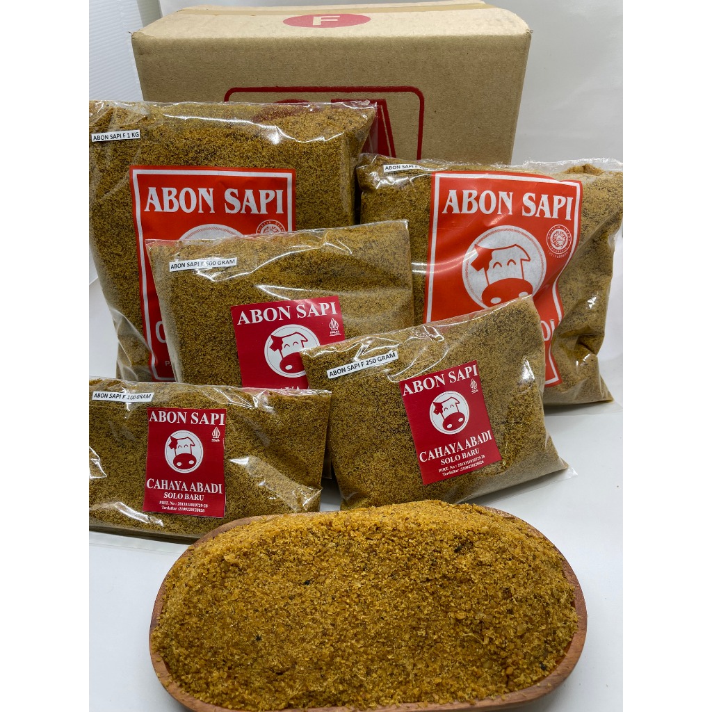 

ECER (100gr, 250gr, 500gr, 750gr, 1kg) Abon Sapi "F" Cahaya Abadi