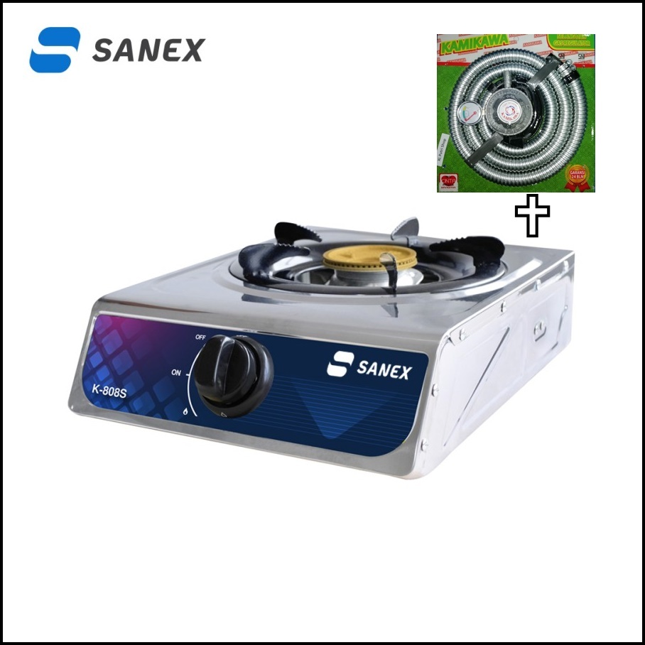 Paket Kompor Gas 1 Tungku Steanlees SANEX / Kompor Gas Satu Tungku FULL SET Lengkap promo