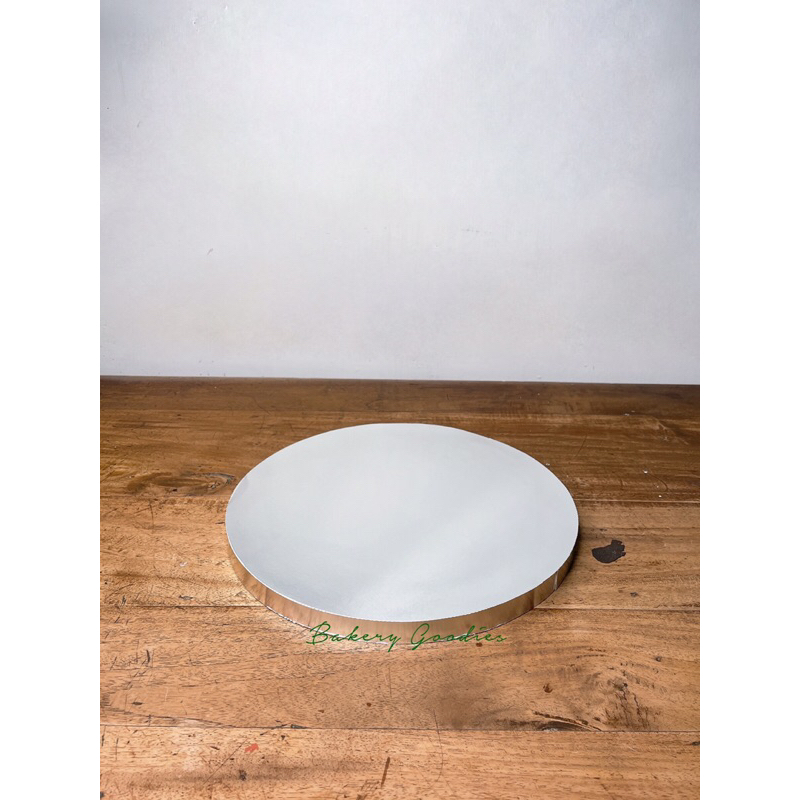 

D30 cm Alas tatakan kue tebal cake drum cake board styrofoam bulat perak silver