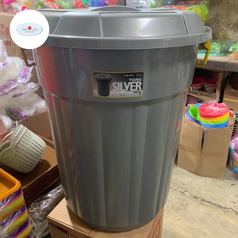 ember tong jumbo 120 liter + tutup taiwan silver / tong sampah jumbo besar