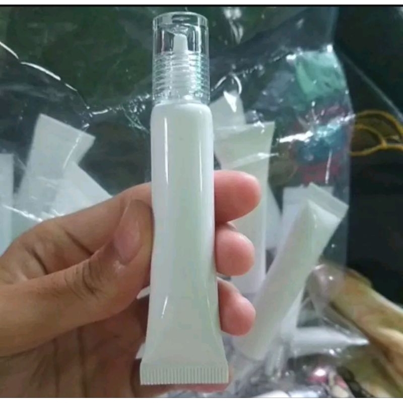 Tube 10ml, 15ml, 20ml Putih Tutup Bening Natural Inner Lancip - Tube Kosong 10 ml, 15 ml, 20ml Putih