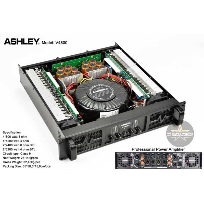 POWER AMPLIFIER ASHLEY V4800 / V 4800 4CHANNEL ORIGINAL