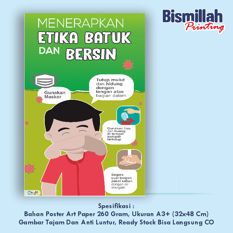 

Poster Kesehatan Menerapkan Etika Batuk Dan Bersin