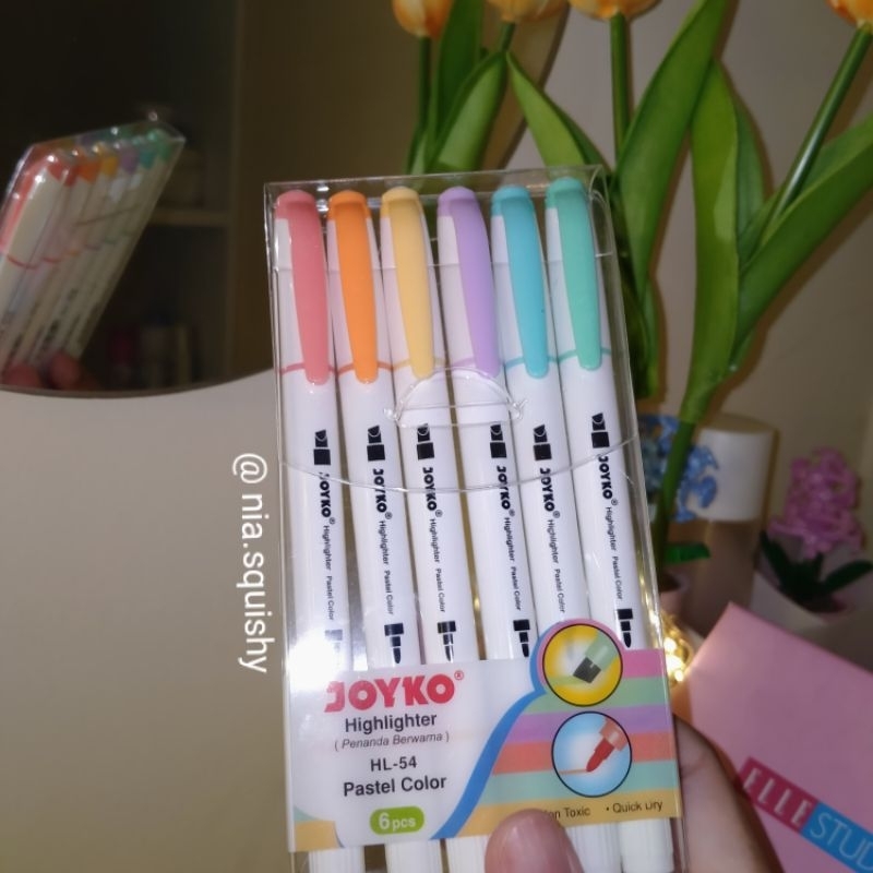 

STABILO HIGHLIGHTER JOYKO 2 in 1 - isi 6 pcs WARNA PASTEL free gift
